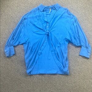 Free People Blue Collared Tunic Top Size XS